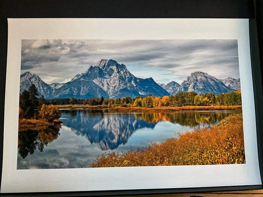 Teton Reflection in Autumn – Mountain Landscape Photography Print (Unframed 14” x 20”)