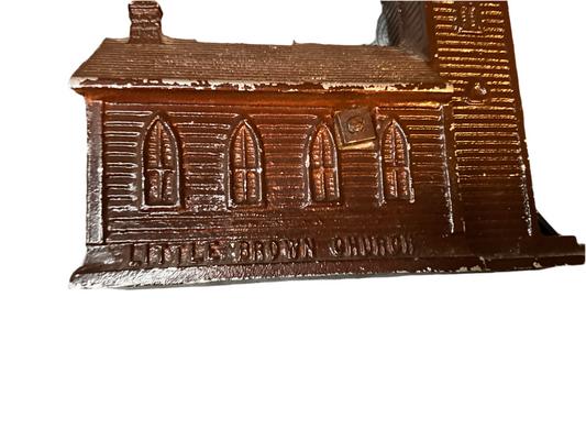 Vintage Cast Iron “Little Brown Church in the Vale” Coin Bank – Brown