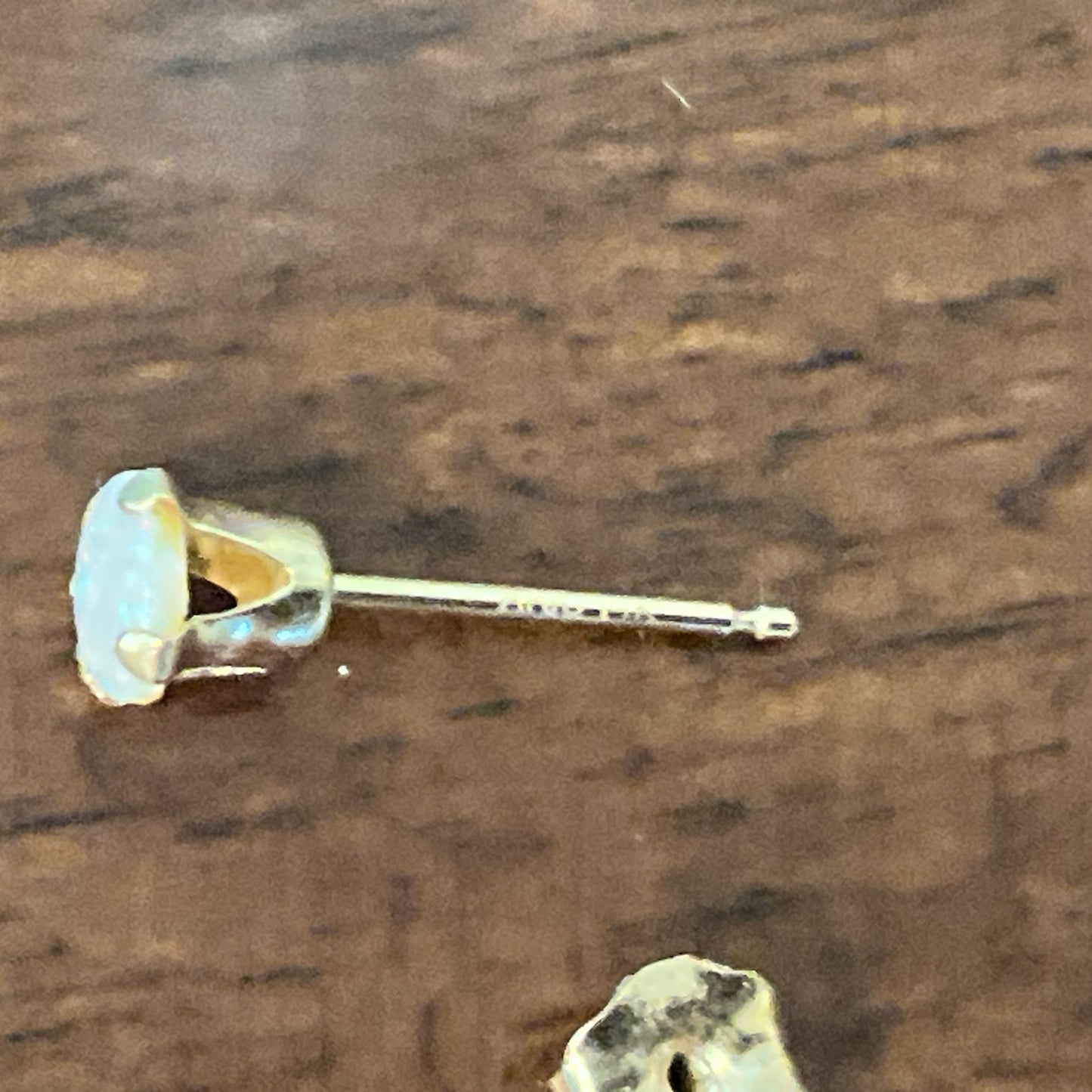 14 K Yellow Gold 4mm Opal Stud Earrings