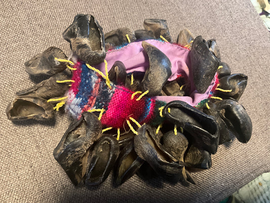 Traditional Andean Chajchas Dance Bracelet – Goat Hoof Rattle with Woven Band