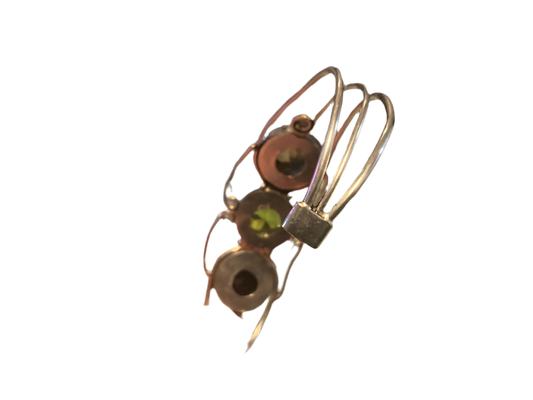 Vintage Sterling Silver .925 Bracelet with Faceted Glass Stones – Boho Statement Cuff