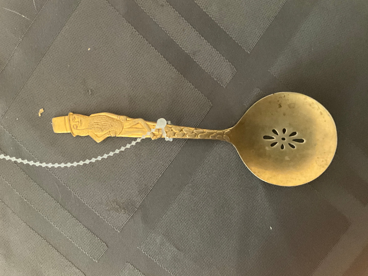 Vintage Planters Mr. Peanut Brass Spoon – Advertising Collectible with Pierced Bowl