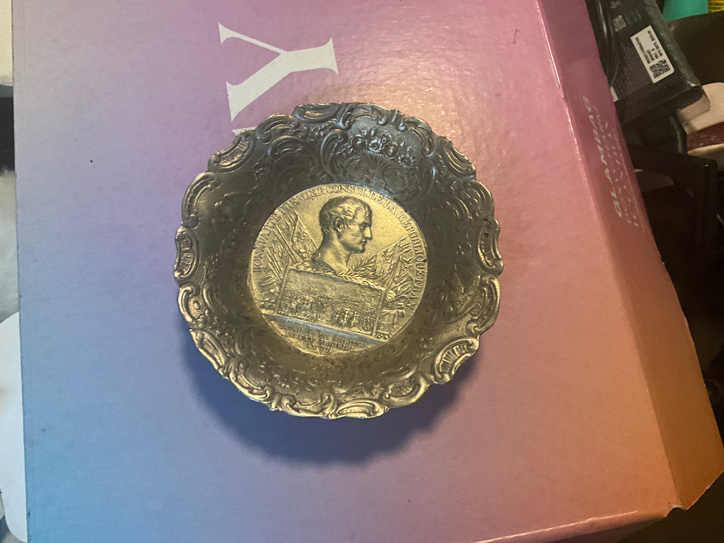 Bonaparte Commemorative Bowl – French Silver-Plated Medallion Dish