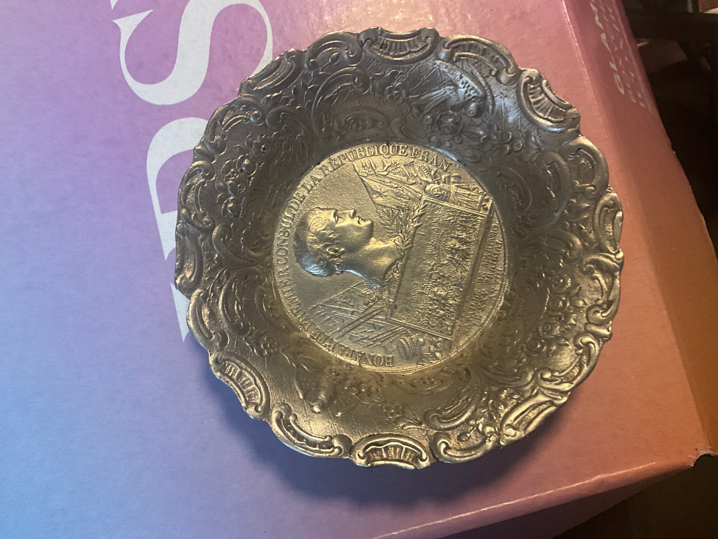 Bonaparte Commemorative Bowl – French Silver-Plated Medallion Dish