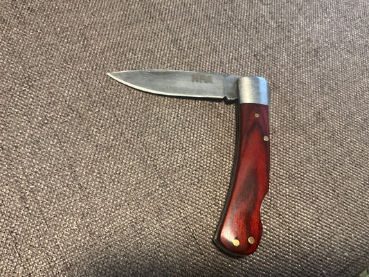 Stone River NRA Folding Pocket Knife – Wood Handle, Steel Blade