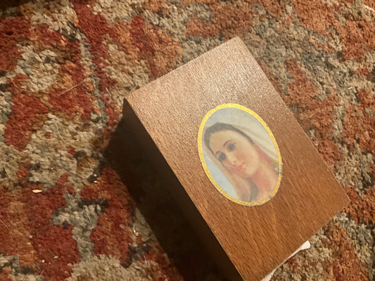 Handmade Medjugorje Wooden Prayer Box | Virgin Mary Icon | Catholic Keepsake