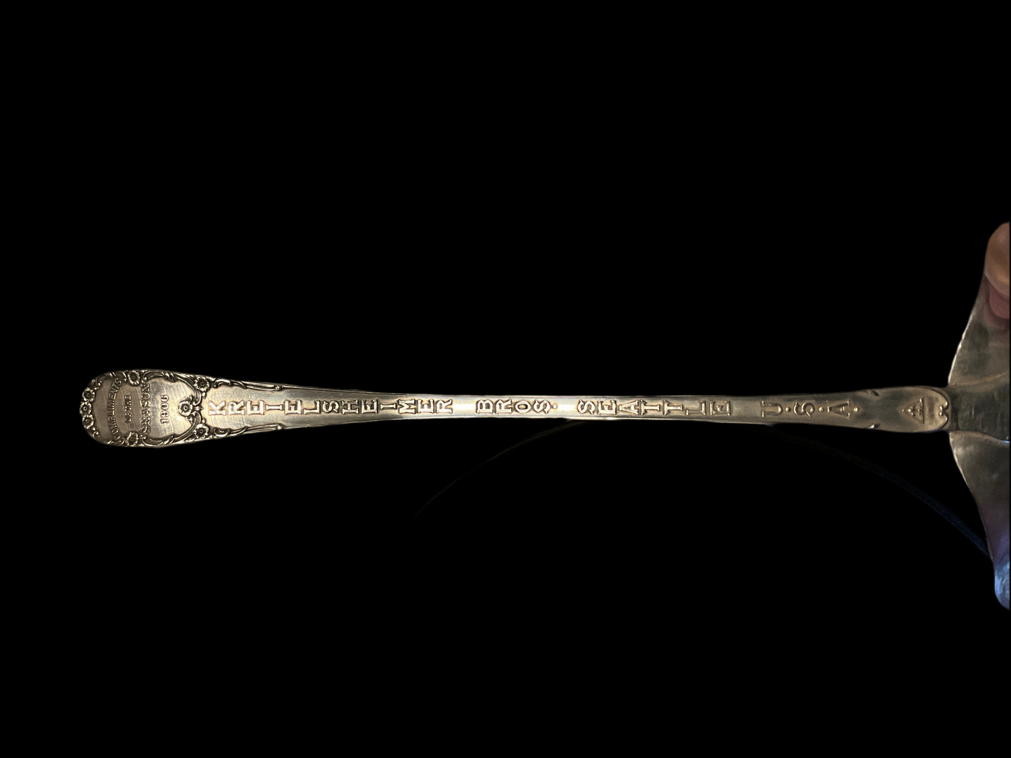 1906 Kreielsheimer Bros. Seattle Silverplate Souvenir Ladle – “Compliments of the Season” Advertising Gift