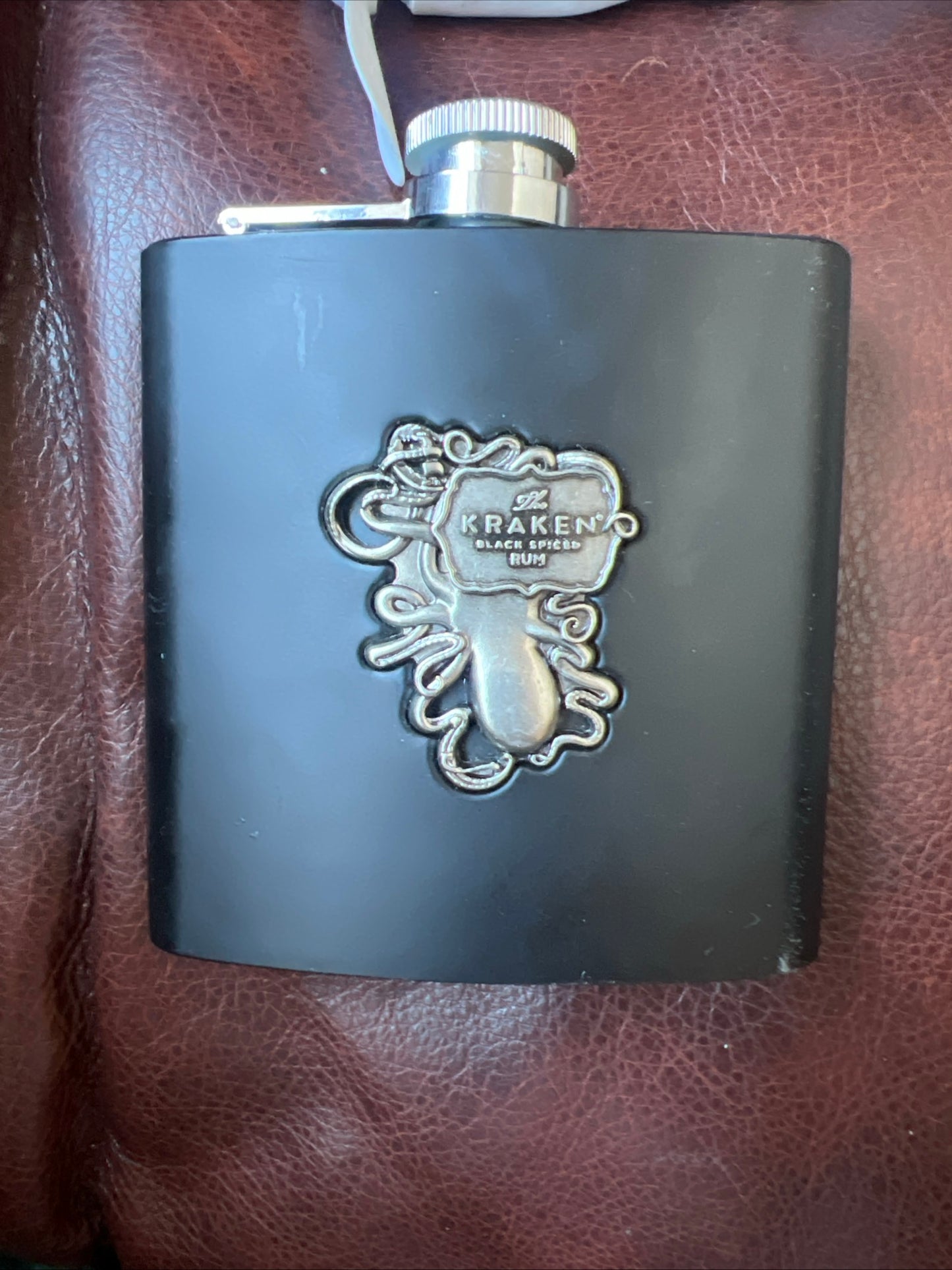 Kraken Black Spiced Rum Promotional Stainless Steel Hip Flask - 6 Oz.