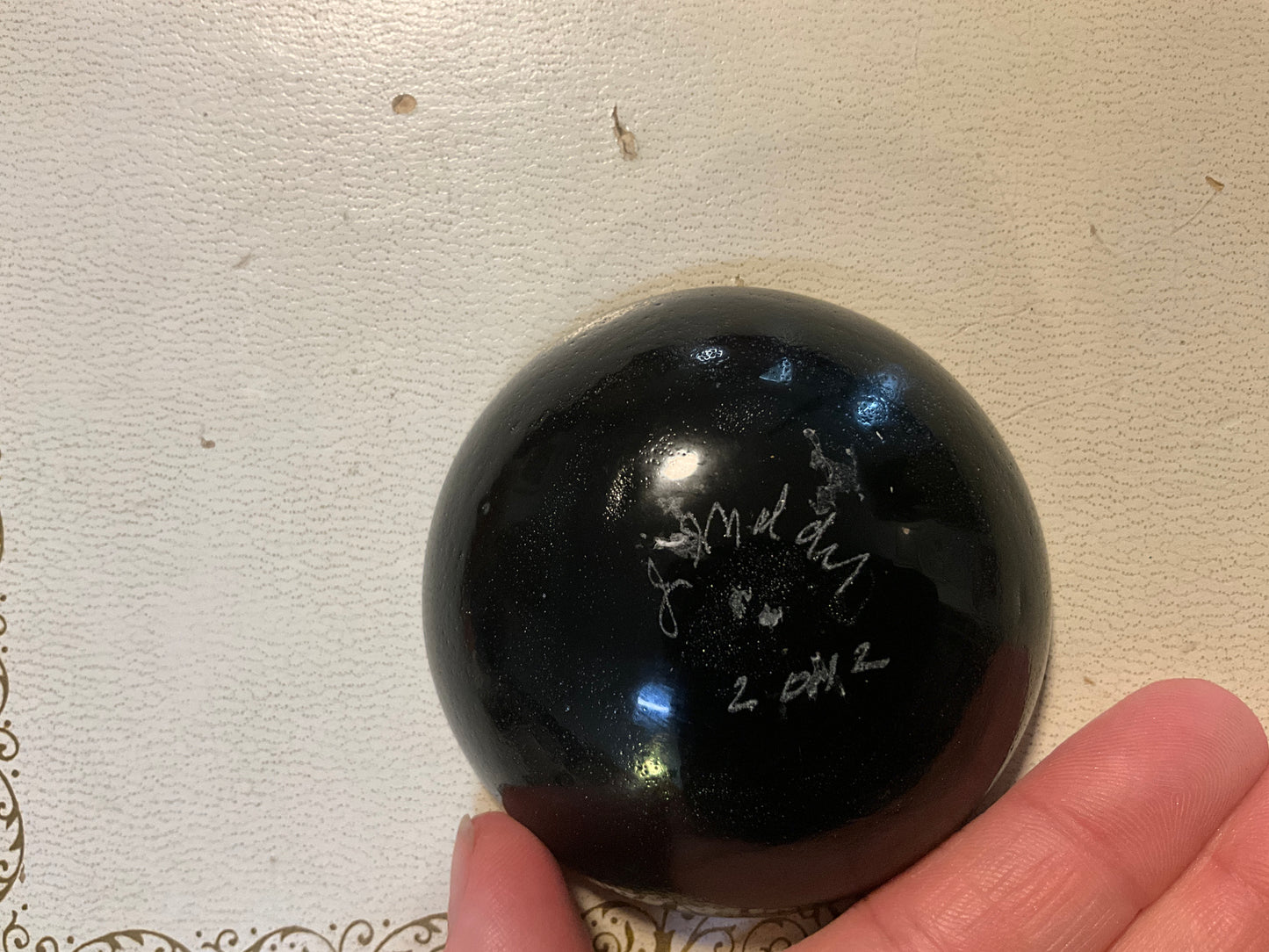 Signed Dichroic Glass Bowl – L. Malm 2012 – Small Studio Art Bowl with Iridescent Swirls