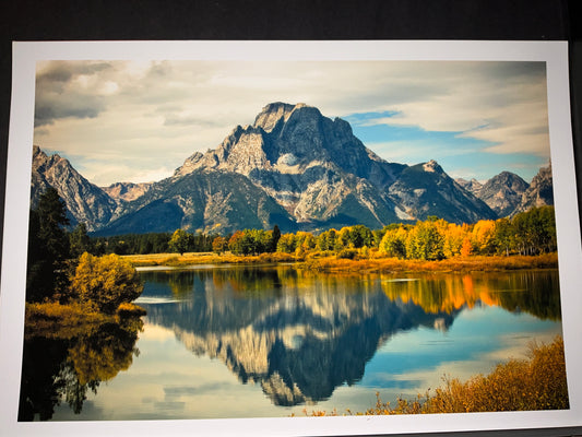 Grand Teton Autumn Reflection – Mountain River Landscape Photo Print (14” x 20”)