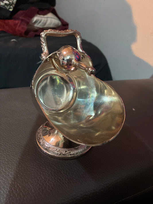 Amazing Elegant Vintage Collectible FB ROGERS SILVER Co Silver Plate Ornate Floral Etched Footed Sugar Scuttle w/Small Scoop