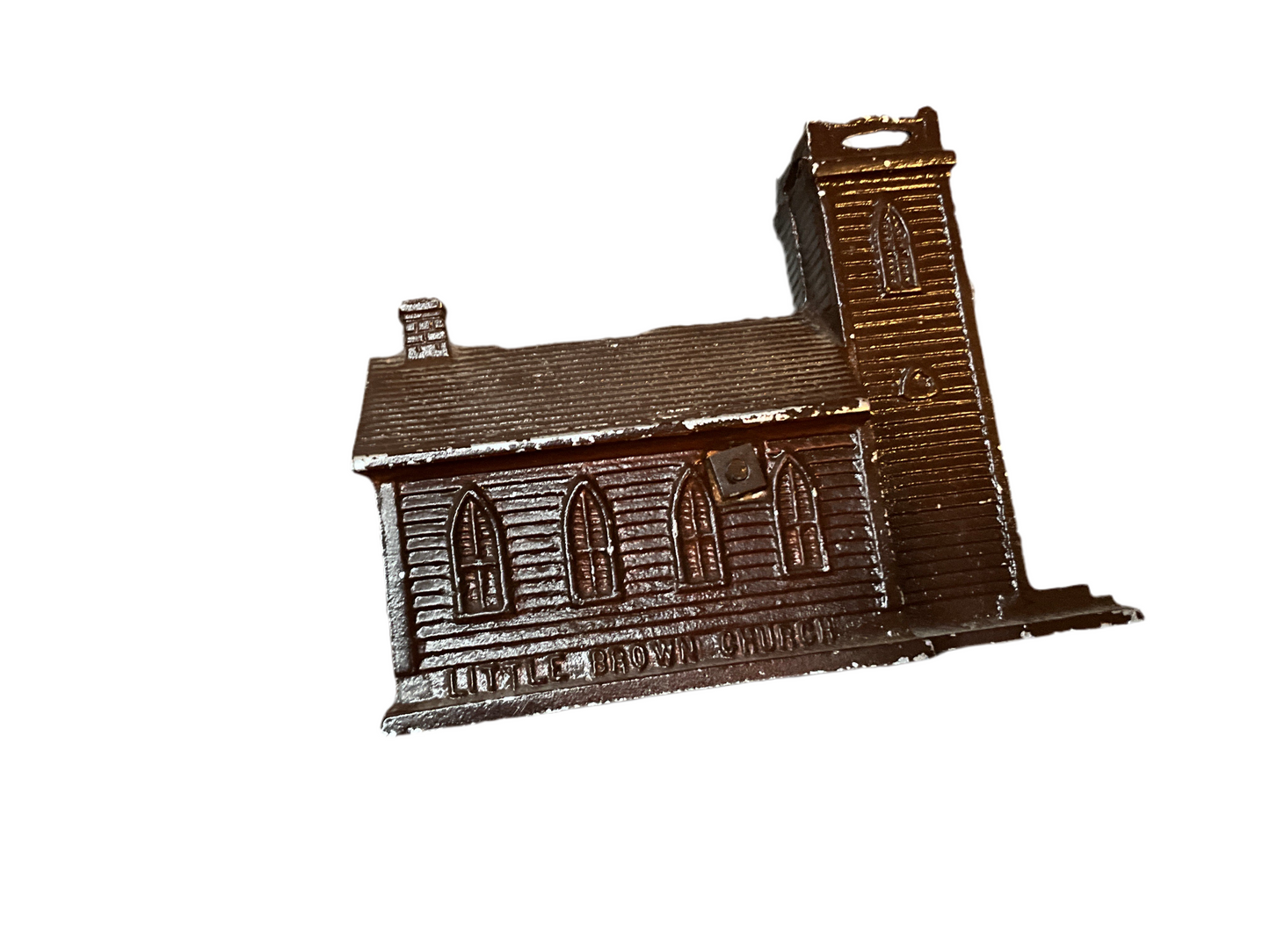 Vintage Cast Iron “Little Brown Church in the Vale” Coin Bank – Brown