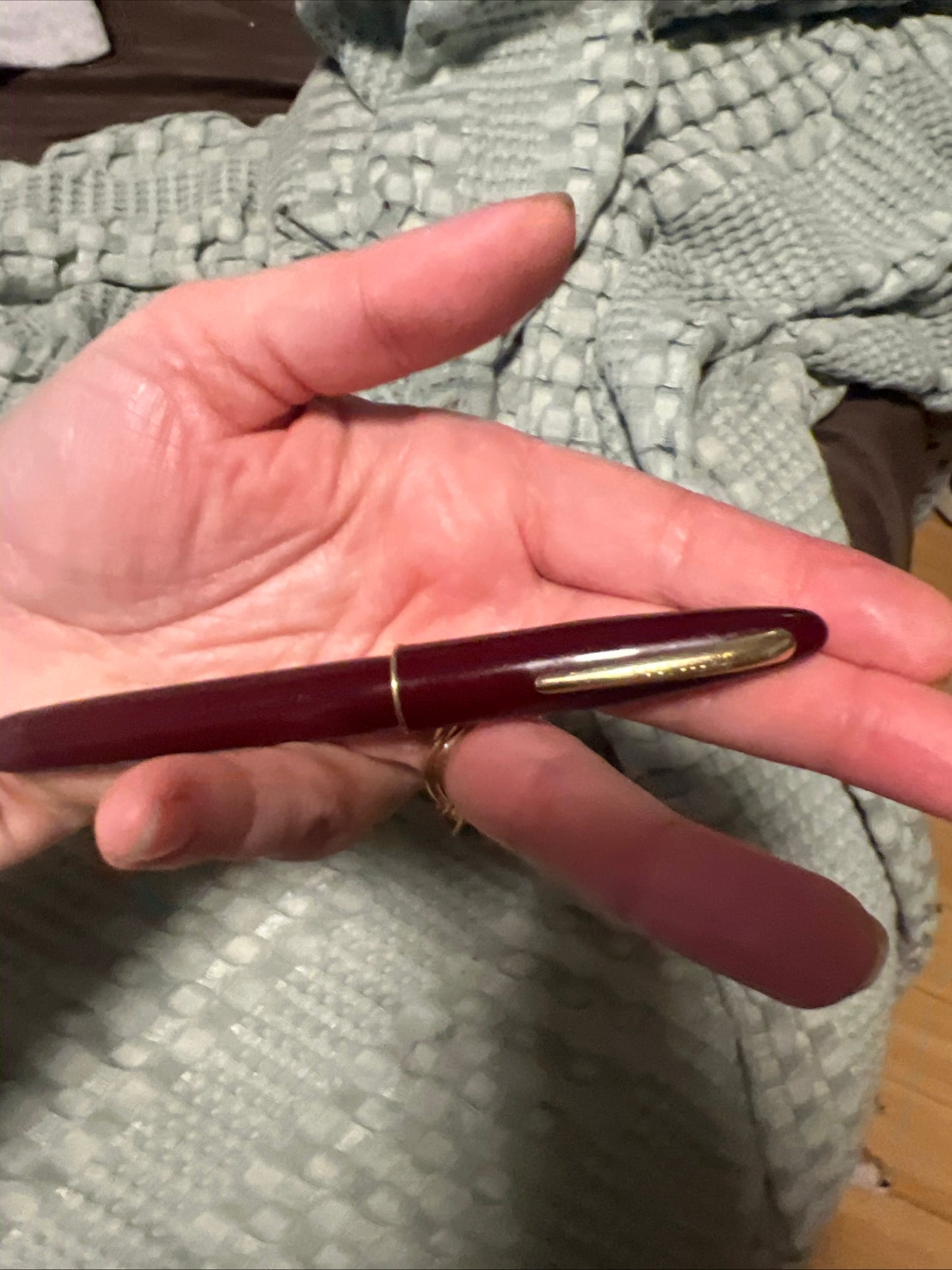 Vintage Shearer Touchdown Fountain Pen Burgundy 14k Gold Nib #33 USA Mid-Century