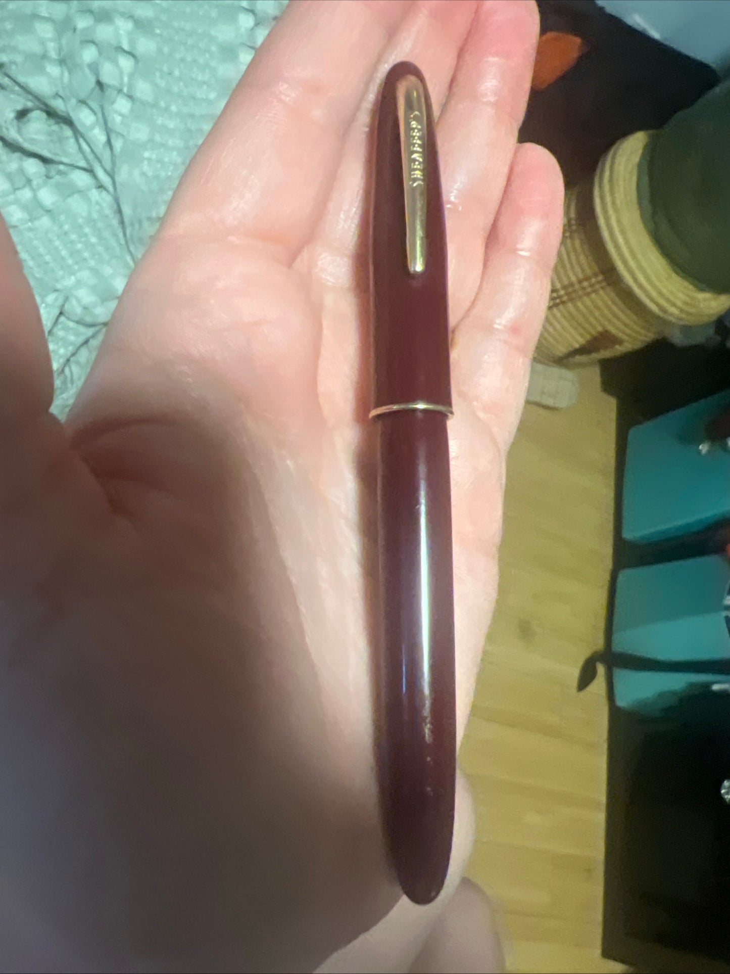 Vintage Shearer Touchdown Fountain Pen Burgundy 14k Gold Nib #33 USA Mid-Century