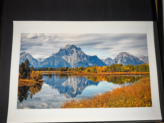 Teton Reflection in Autumn – Mountain Landscape Photography Print (Unframed 14” x 20”)