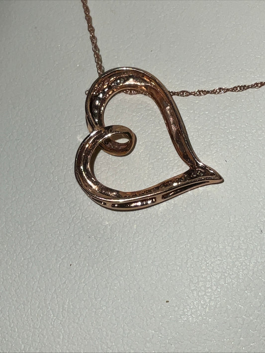 Fred Meyer Pave Diamond And Rose Gold Heart Necklace