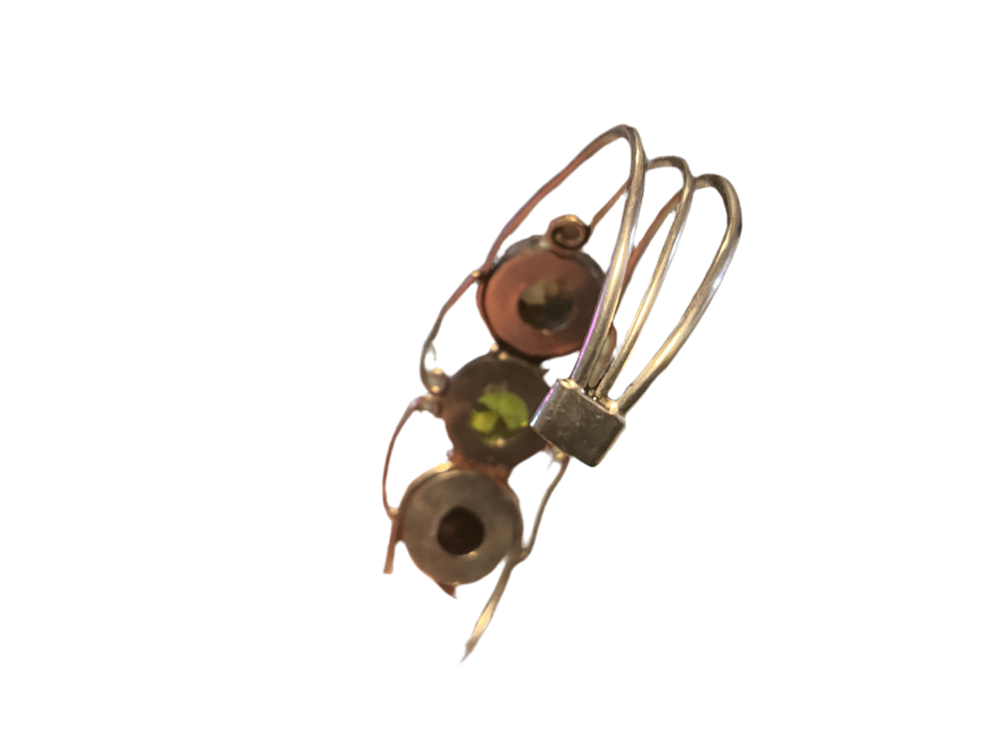 Vintage Sterling Silver .925 Bracelet with Faceted Glass Stones – Boho Statement Cuff