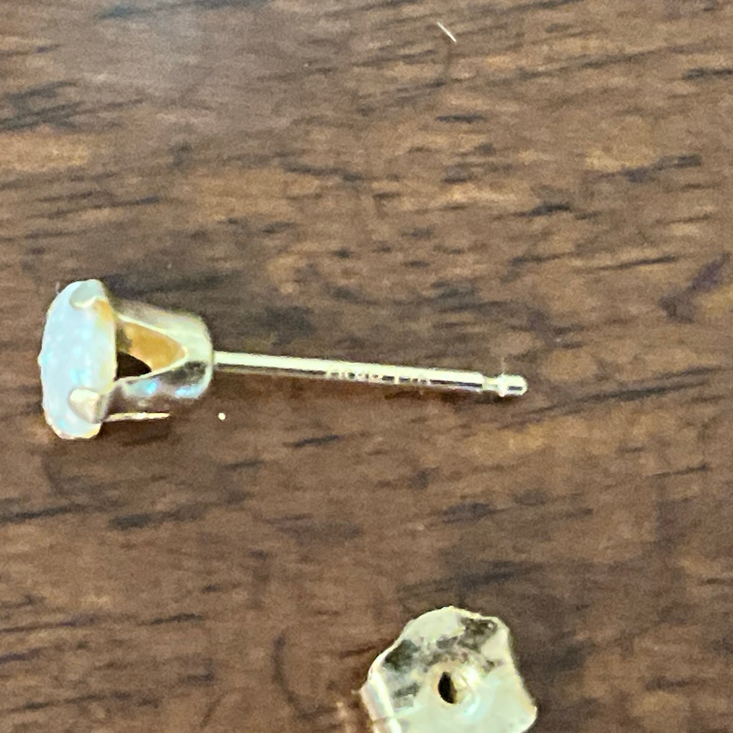 14 K Yellow Gold 4mm Opal Stud Earrings
