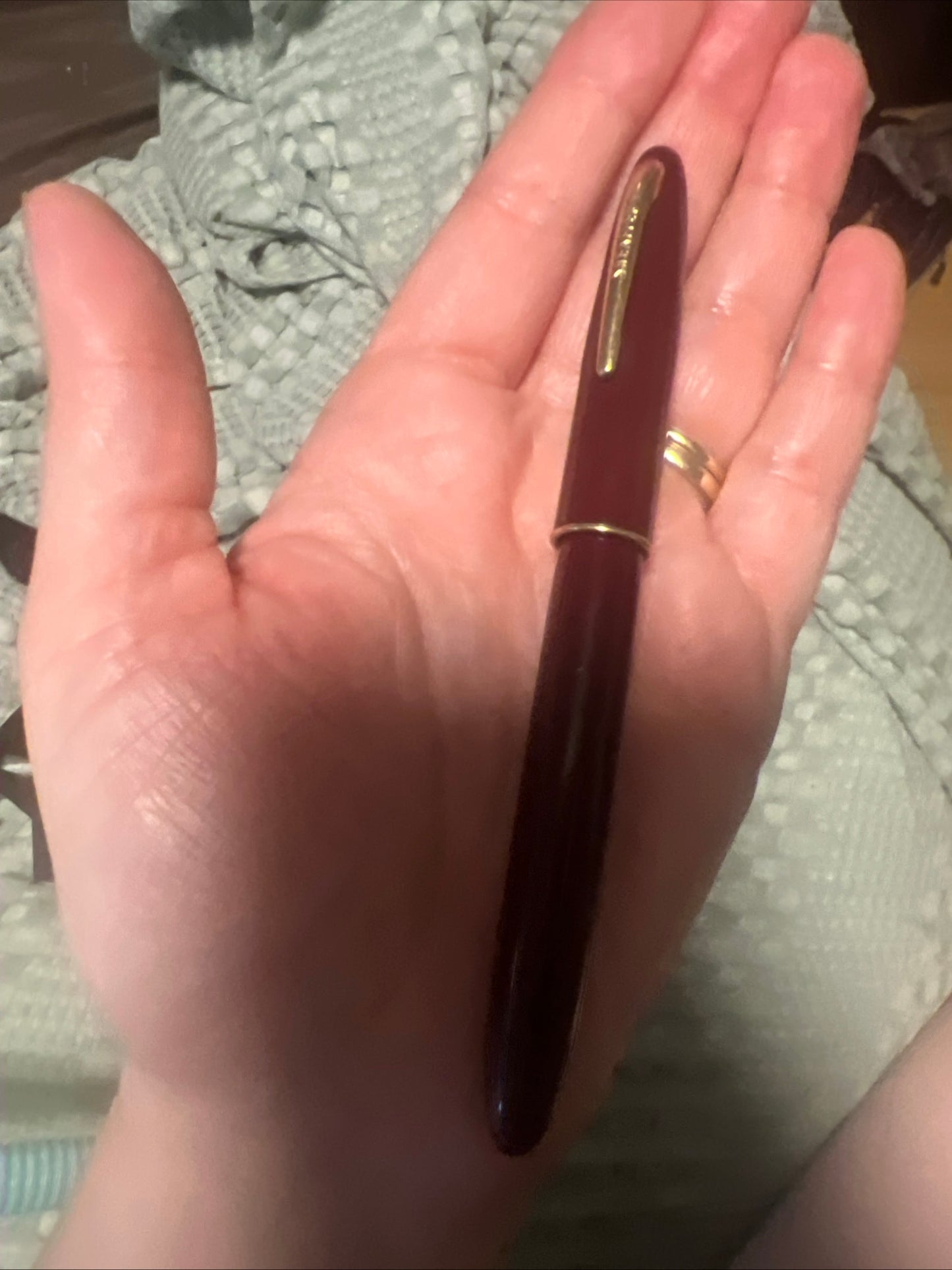 Vintage Shearer Touchdown Fountain Pen Burgundy 14k Gold Nib #33 USA Mid-Century