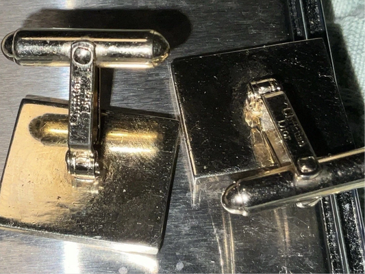 Christian Dior Vintage Gold Tone Rectangle Onyx Cufflinks Set of 2