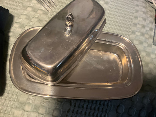 Vintage WM A Rogers Silverplate Covered Butter Dish with Lid