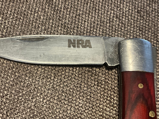 Stone River NRA Folding Pocket Knife – Wood Handle, Steel Blade