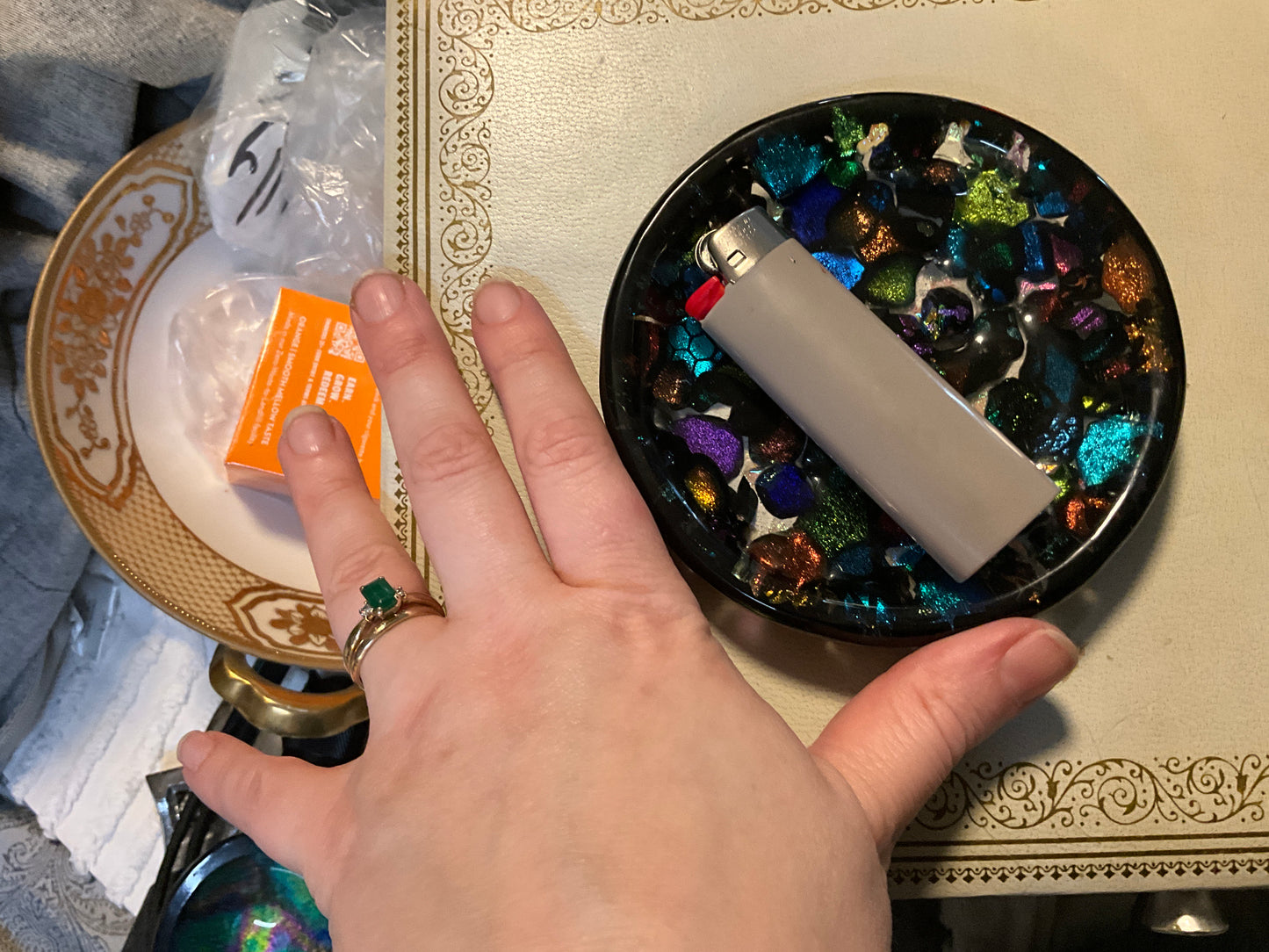 Signed Dichroic Glass Bowl – L. Malm or similar 2012 – Fused Art Glass with Openwork Design